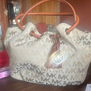 Michael Kors Tan and Brown Shoulder Bag